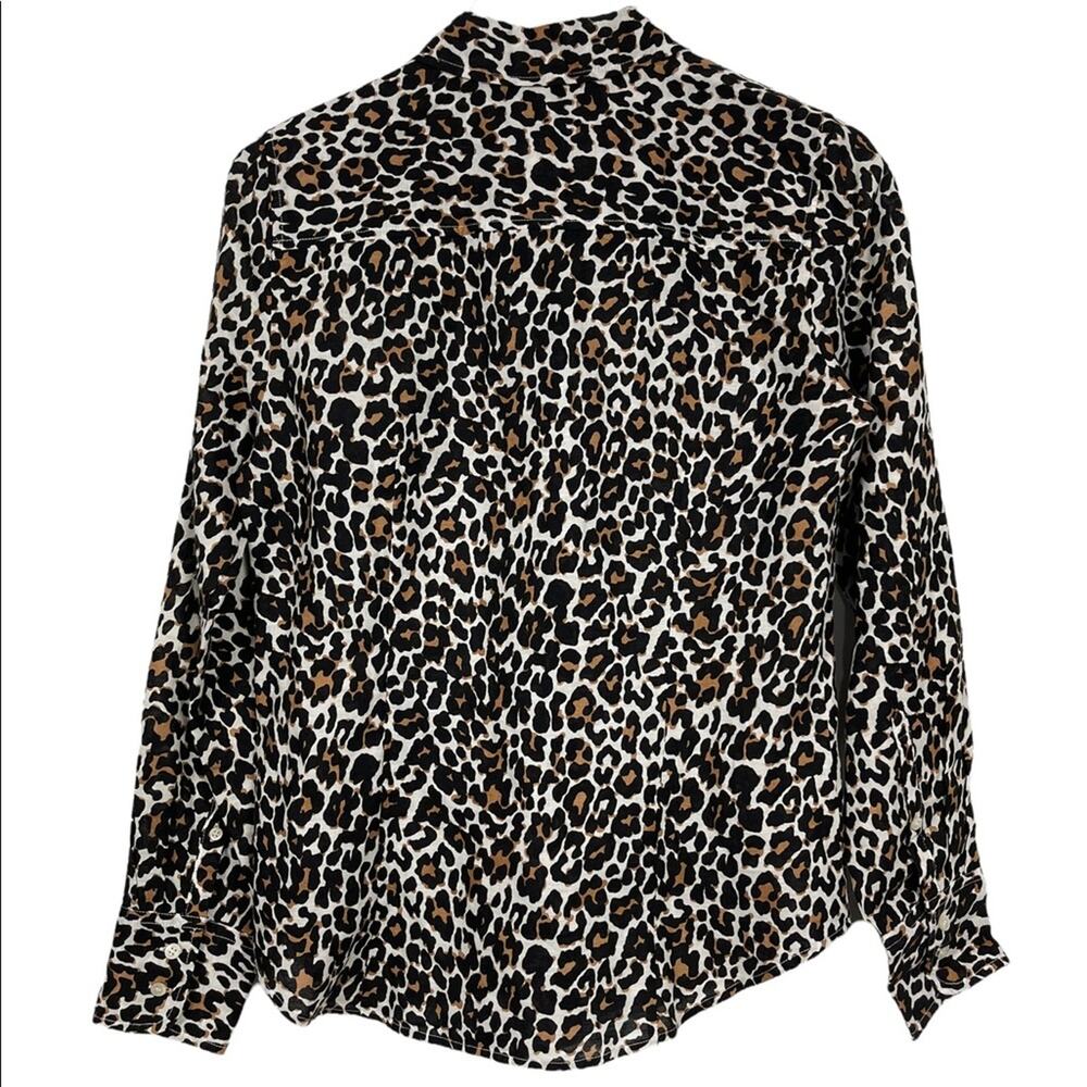 J. Crew Linen Blend Leopard Print Button Front To… - image 6